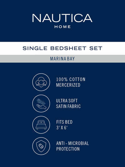 Super Fine 100% Egyptian Satin Cotton Single Bedsheet With 1 Pillow Cover <small> (geometric-beige)</small>