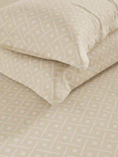 Super Fine 100% Egyptian Satin Cotton King Bedsheet With 2 Pillow Covers <small> (geometric-beige)</small>