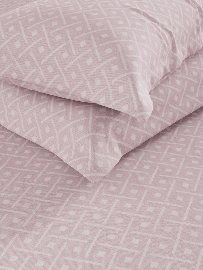Super Fine 100% Egyptian Satin Cotton King Bedsheet With 2 Pillow Covers <small> (geometric-pink)</small>