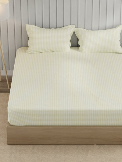 Super Fine 100% Egyptian Satin Cotton King Bedsheet With 2 Pillow Covers <small> (geometric-lt.sage)</small>