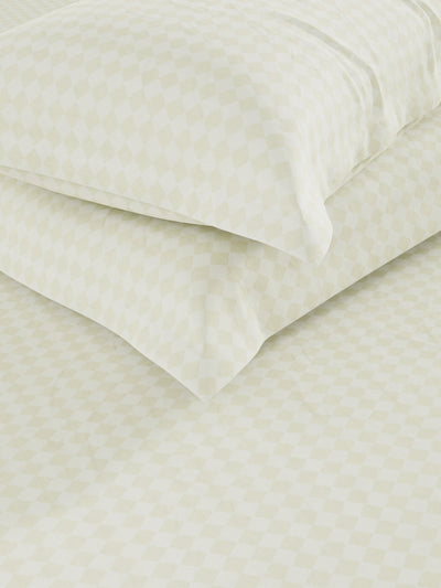 Super Fine 100% Egyptian Satin Cotton King Bedsheet With 2 Pillow Covers <small> (geometric-lt.sage)</small>