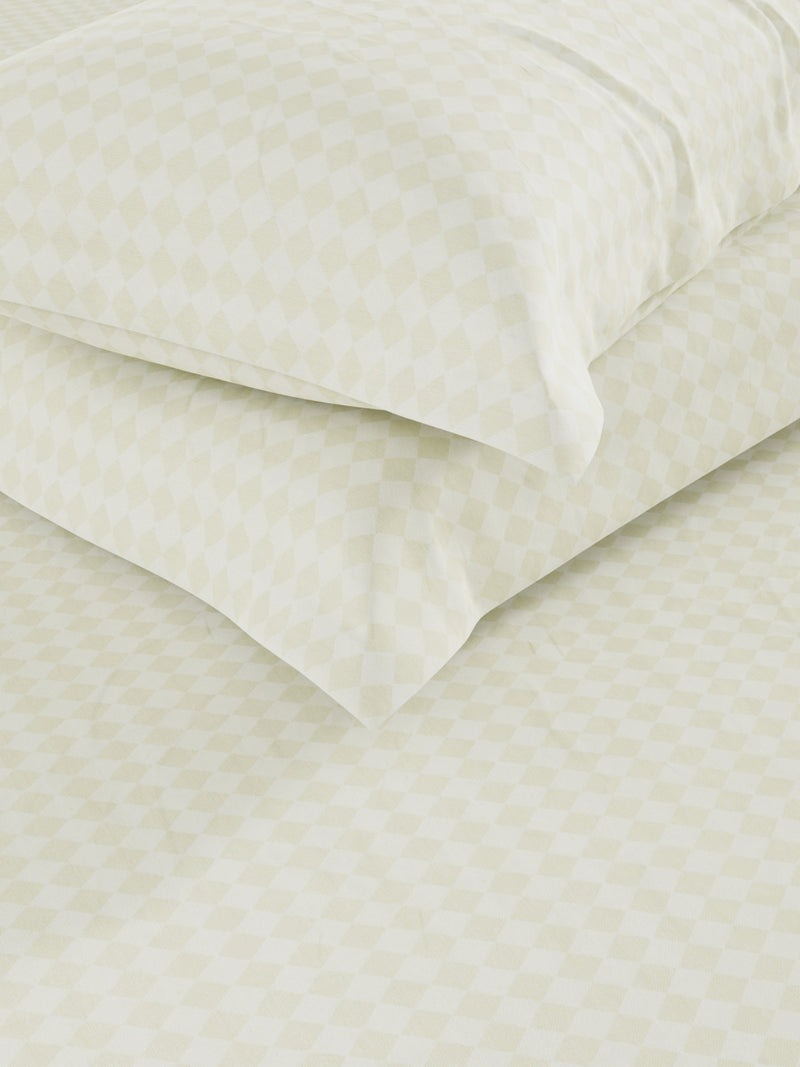 Super Fine 100% Egyptian Satin Cotton King Bedsheet With 2 Pillow Covers <small> (geometric-lt.sage)</small>