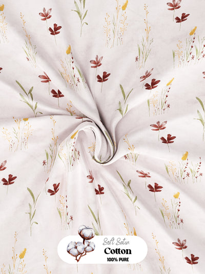 Super Soft 100% Cotton King Bedsheet With 2 Pillow Covers <small> (floral-offwhite)</small>