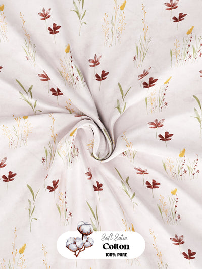 Super Soft 100% Cotton King Bedsheet With 2 Pillow Covers <small> (floral-offwhite)</small>