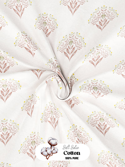 Super Soft 100% Cotton King Bedsheet With 2 Pillow Covers <small> (floral-dusty pink)</small>