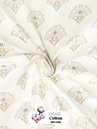 Super Soft 100% Cotton King Bedsheet With 2 Pillow Covers <small> (floral-cream)</small>