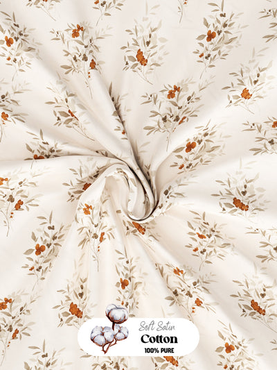Super Soft 100% Cotton King Bedsheet With 2 Pillow Covers <small> (floral-white/apricot)</small>