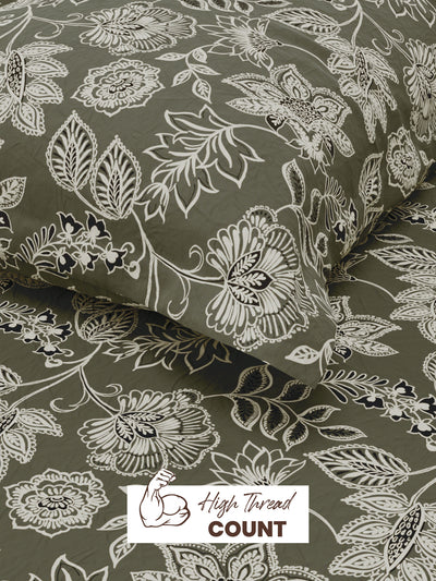 Extra Smooth Micro Single Bedsheet With 1 Pillow Cover <small> (floral-grey)</small>