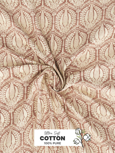 Soft 100% Natural Cotton, King Size Double Bedsheet With 2 Pillow Covers <small> (geometric-rosemauve)</small>