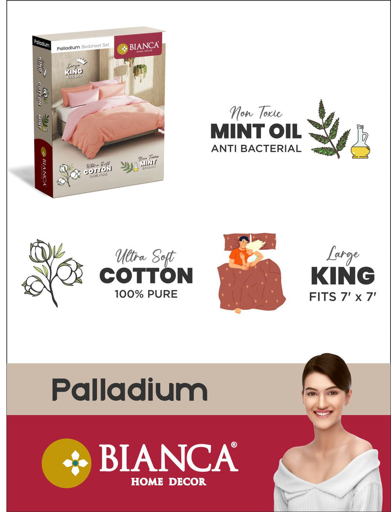 Soft 100% Natural Cotton, King Size Double Bedsheet With 2 Pillow Covers <small> (geometric-rosemauve)</small>