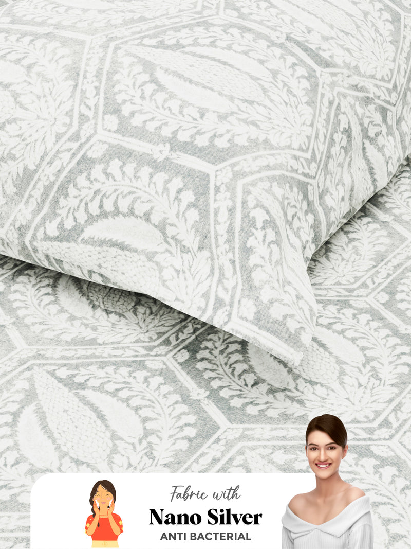 Soft 100% Natural Cotton Single Bedsheet With 1 Pillow Cover <small> (geometric-grey)</small>