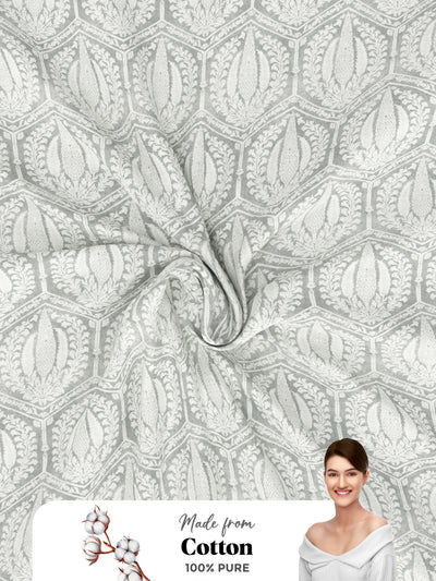 Soft 100% Natural Cotton Single Bedsheet With 1 Pillow Cover <small> (geometric-grey)</small>