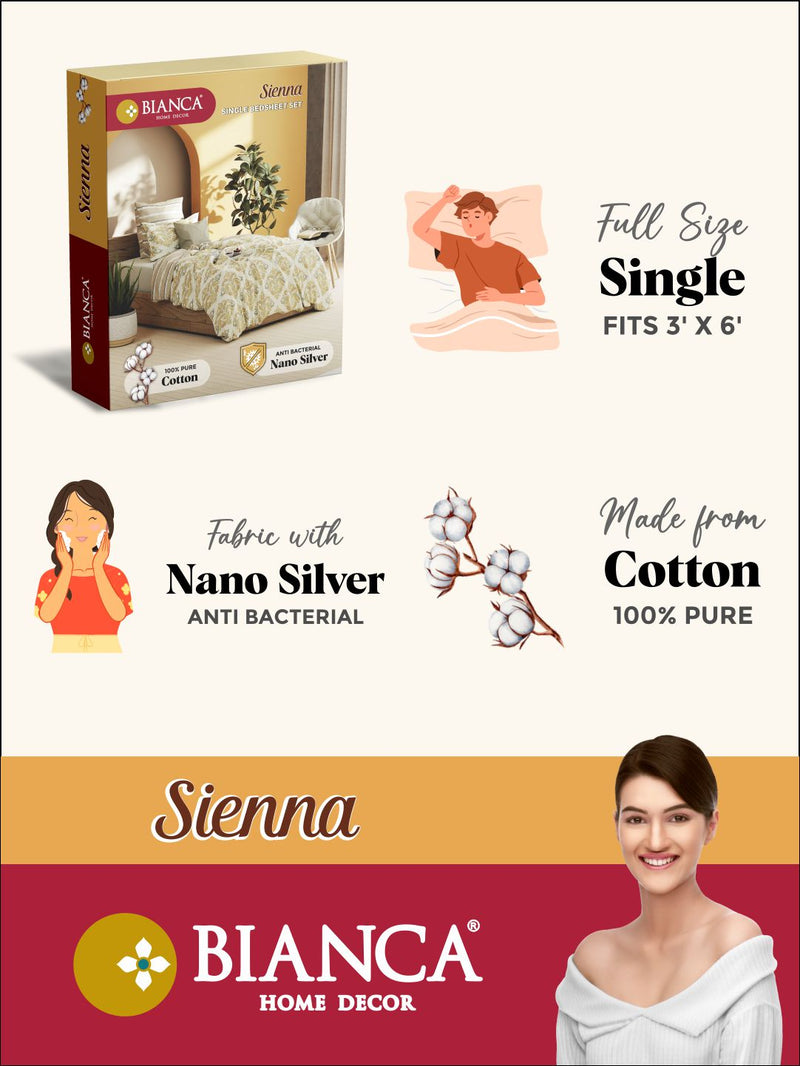 Soft 100% Natural Cotton Single Bedsheet With 1 Pillow Cover <small> (geometric-grey)</small>