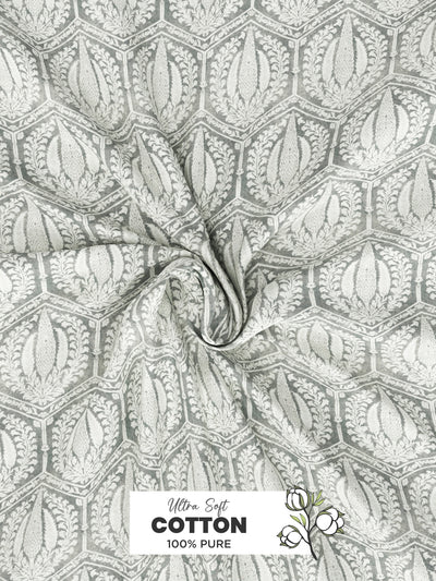 Soft 100% Natural Cotton, King Size Double Bedsheet With 2 Pillow Covers <small> (geometric-grey)</small>