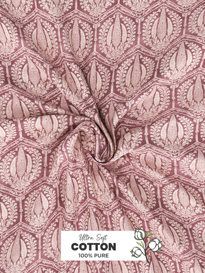 Soft 100% Natural Cotton, King Size Double Bedsheet With 2 Pillow Covers <small> (geometric-wine)</small>