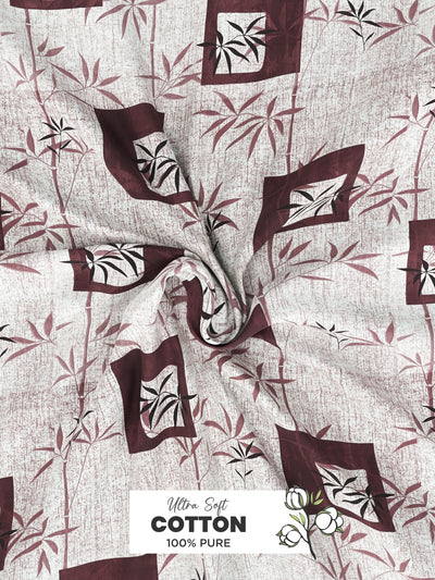 Soft 100% Natural Cotton, King Size Double Bedsheet With 2 Pillow Covers <small> (geometric-plum)</small>