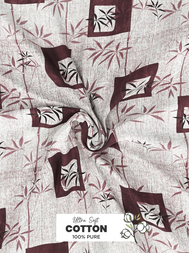 Soft 100% Natural Cotton, King Size Double Bedsheet With 2 Pillow Covers <small> (geometric-plum)</small>