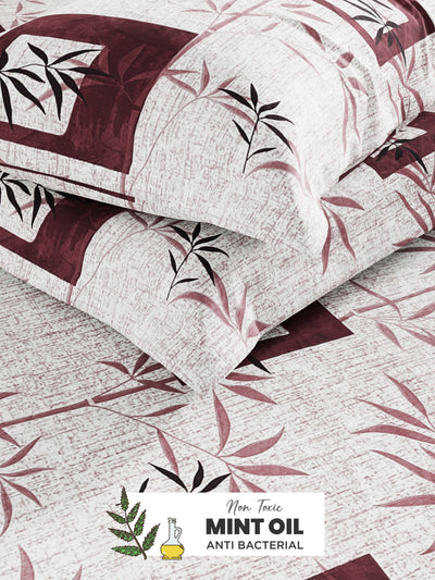 Soft 100% Natural Cotton, King Size Double Bedsheet With 2 Pillow Covers <small> (geometric-plum)</small>