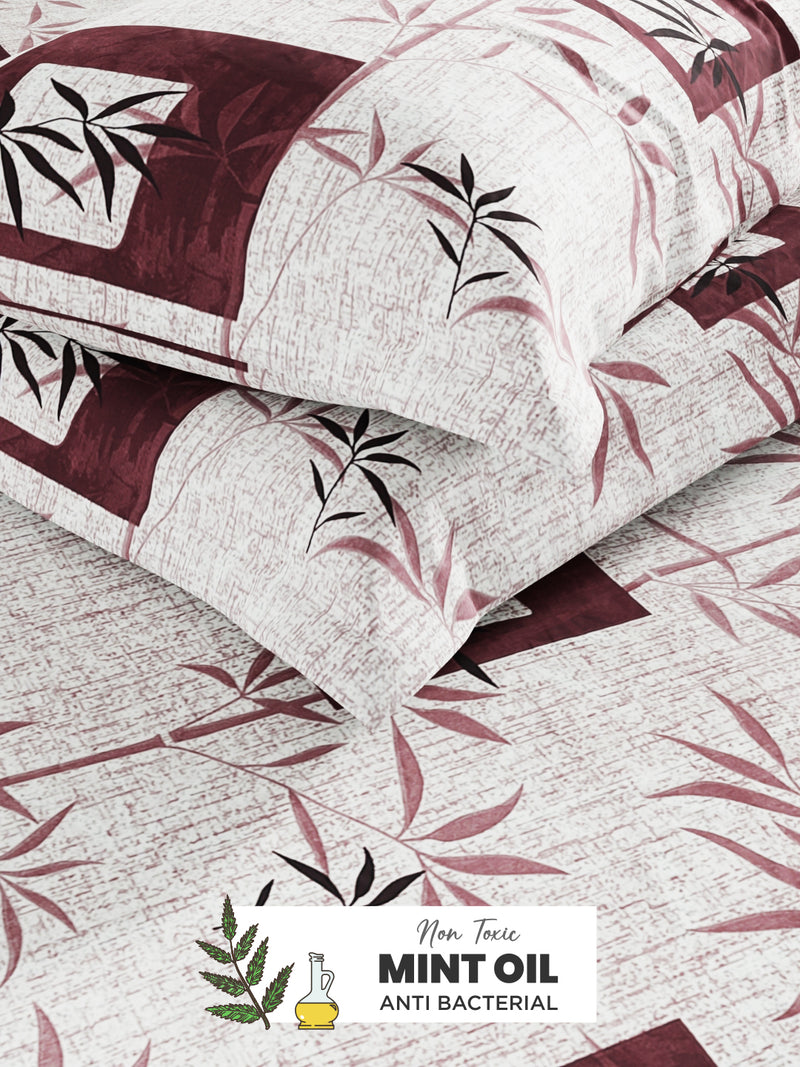 Soft 100% Natural Cotton, King Size Double Bedsheet With 2 Pillow Covers <small> (geometric-plum)</small>
