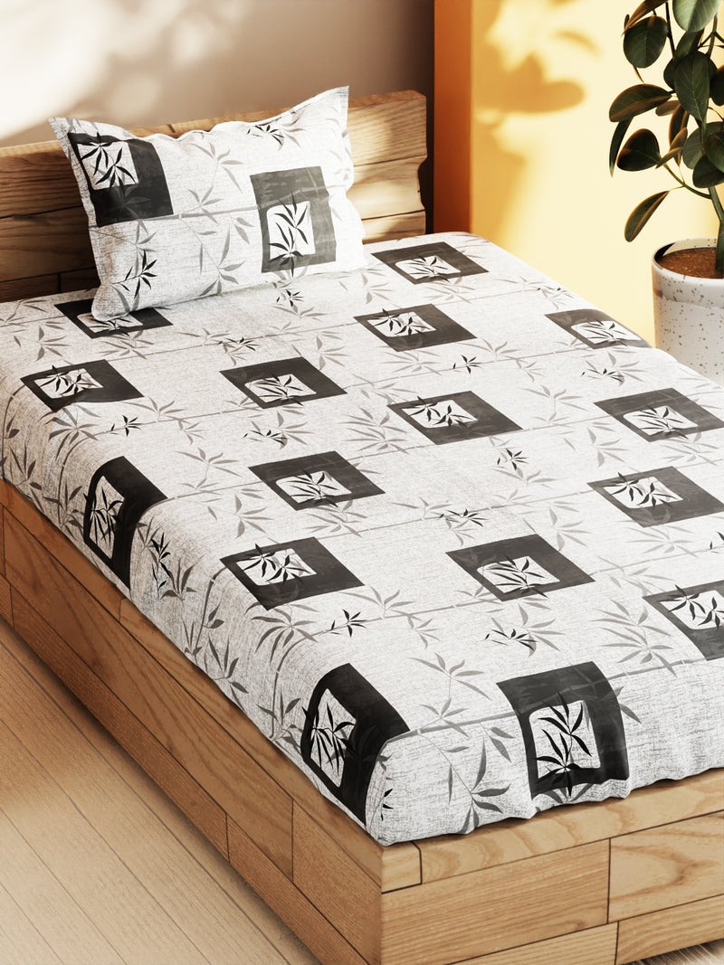 Soft 100% Natural Cotton Single Bedsheet With 1 Pillow Cover <small> (geometric-grey)</small>