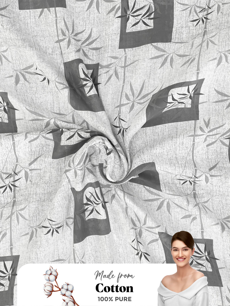 Soft 100% Natural Cotton Single Bedsheet With 1 Pillow Cover <small> (geometric-grey)</small>