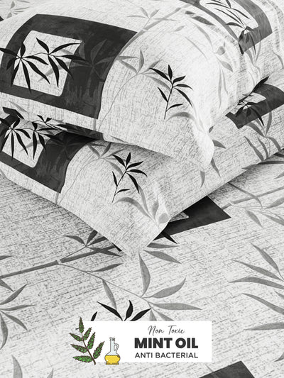 Soft 100% Natural Cotton, King Size Double Bedsheet With 2 Pillow Covers <small> (geometric-grey)</small>