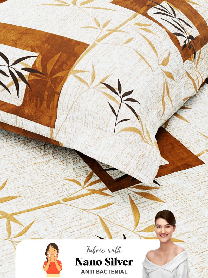 Soft 100% Natural Cotton Single Bedsheet With 1 Pillow Cover <small> (geometric-brown)</small>