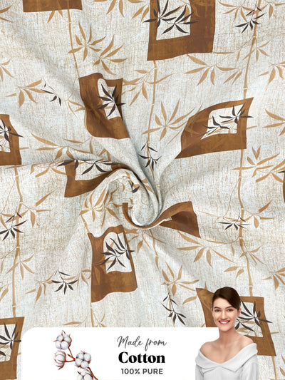 Soft 100% Natural Cotton Single Bedsheet With 1 Pillow Cover <small> (geometric-brown)</small>