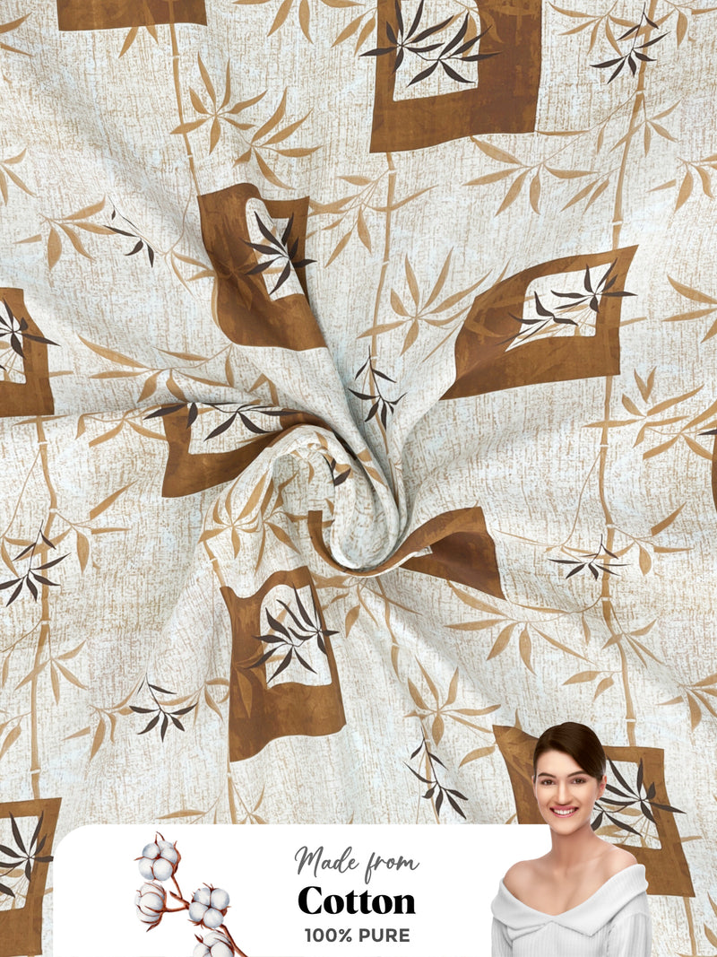Soft 100% Natural Cotton Single Bedsheet With 1 Pillow Cover <small> (geometric-brown)</small>
