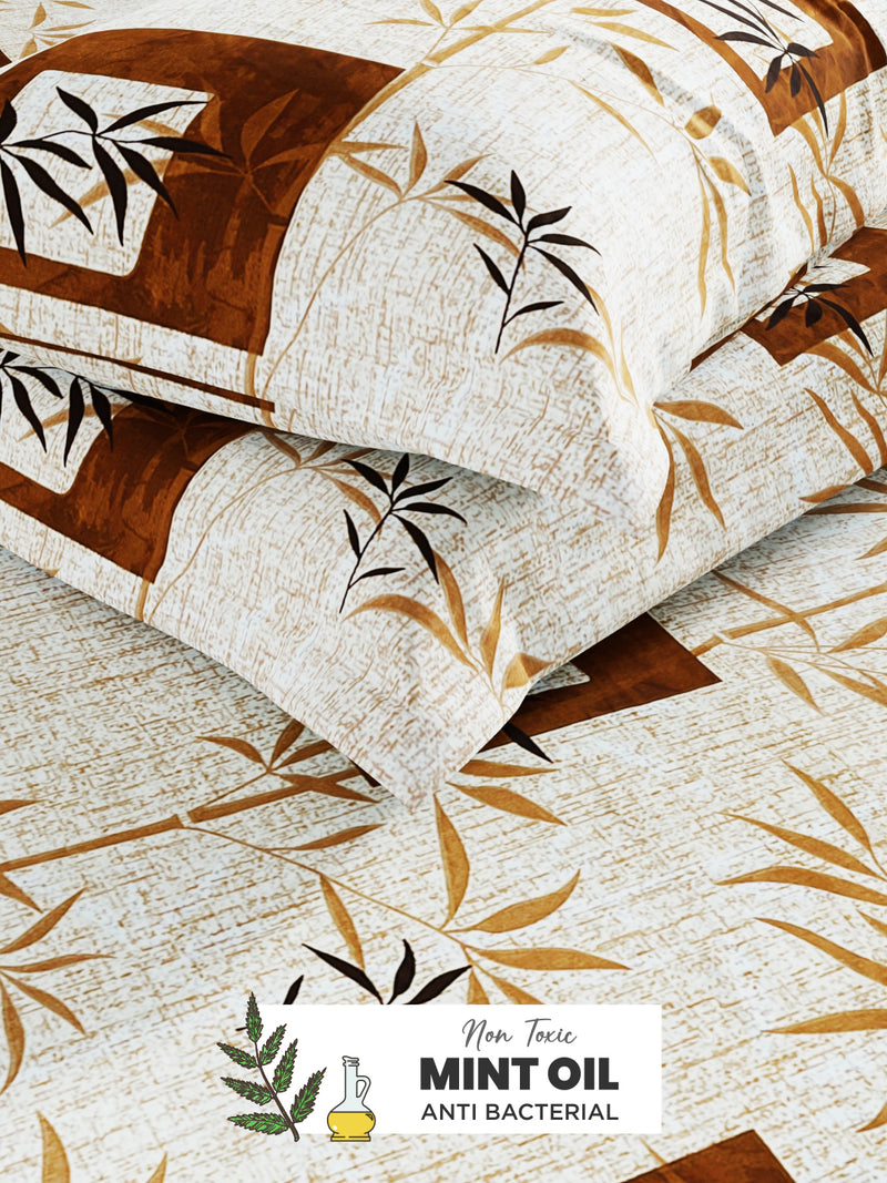 Soft 100% Natural Cotton, King Size Double Bedsheet With 2 Pillow Covers <small> (geometric-brown)</small>
