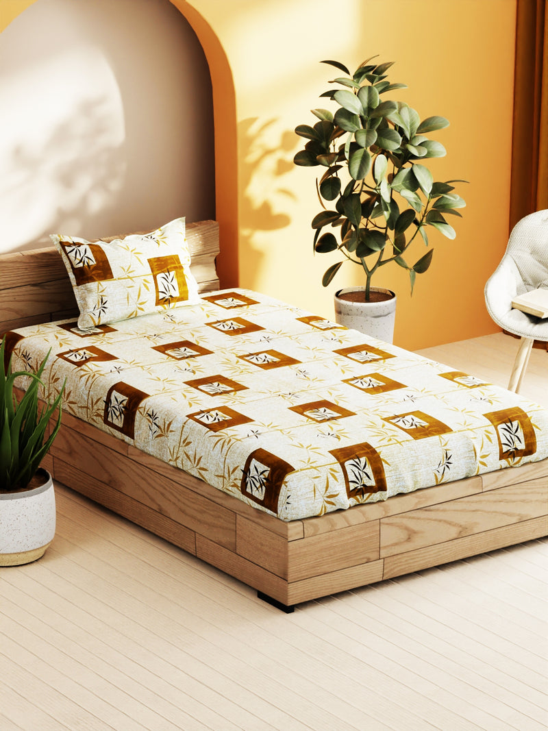 Soft 100% Natural Cotton Single Bedsheet With 1 Pillow Cover <small> (geometric-sage)</small>