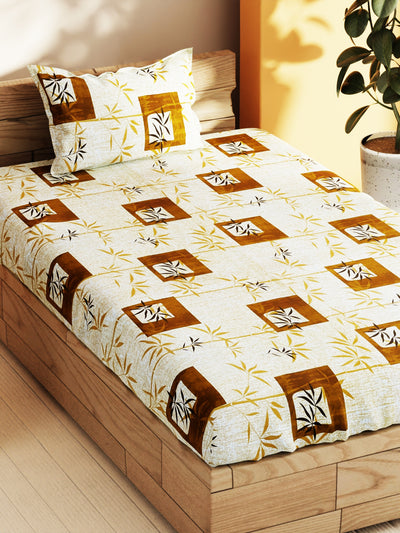 Soft 100% Natural Cotton Single Bedsheet With 1 Pillow Cover <small> (geometric-sage)</small>