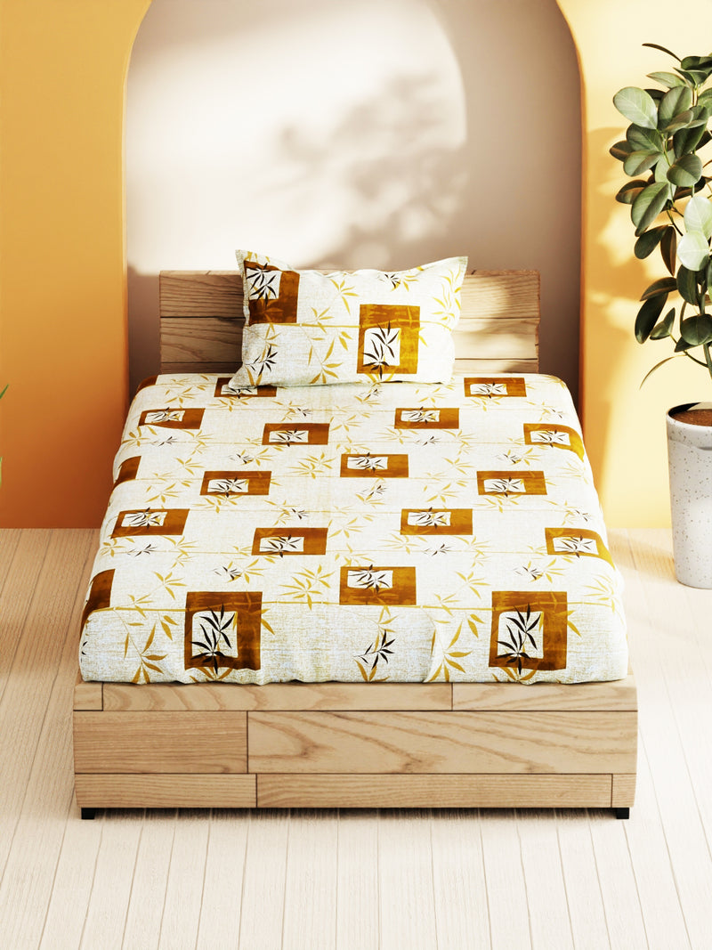 Soft 100% Natural Cotton Single Bedsheet With 1 Pillow Cover <small> (geometric-sage)</small>