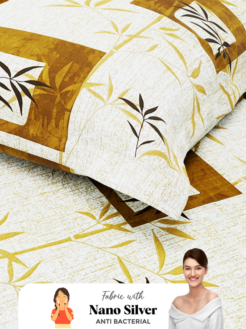 Soft 100% Natural Cotton Single Bedsheet With 1 Pillow Cover <small> (geometric-sage)</small>