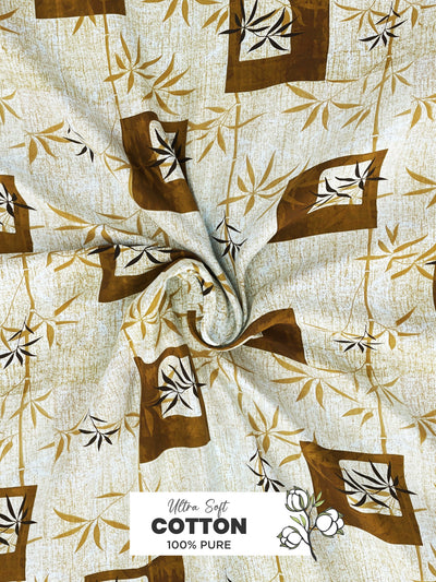 Soft 100% Natural Cotton, King Size Double Bedsheet With 2 Pillow Covers <small> (geometric-sage)</small>