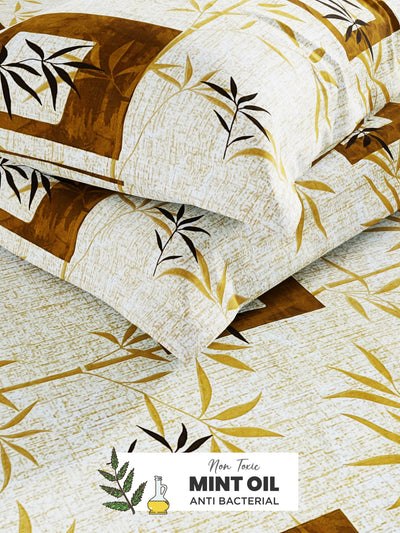 Soft 100% Natural Cotton, King Size Double Bedsheet With 2 Pillow Covers <small> (geometric-sage)</small>