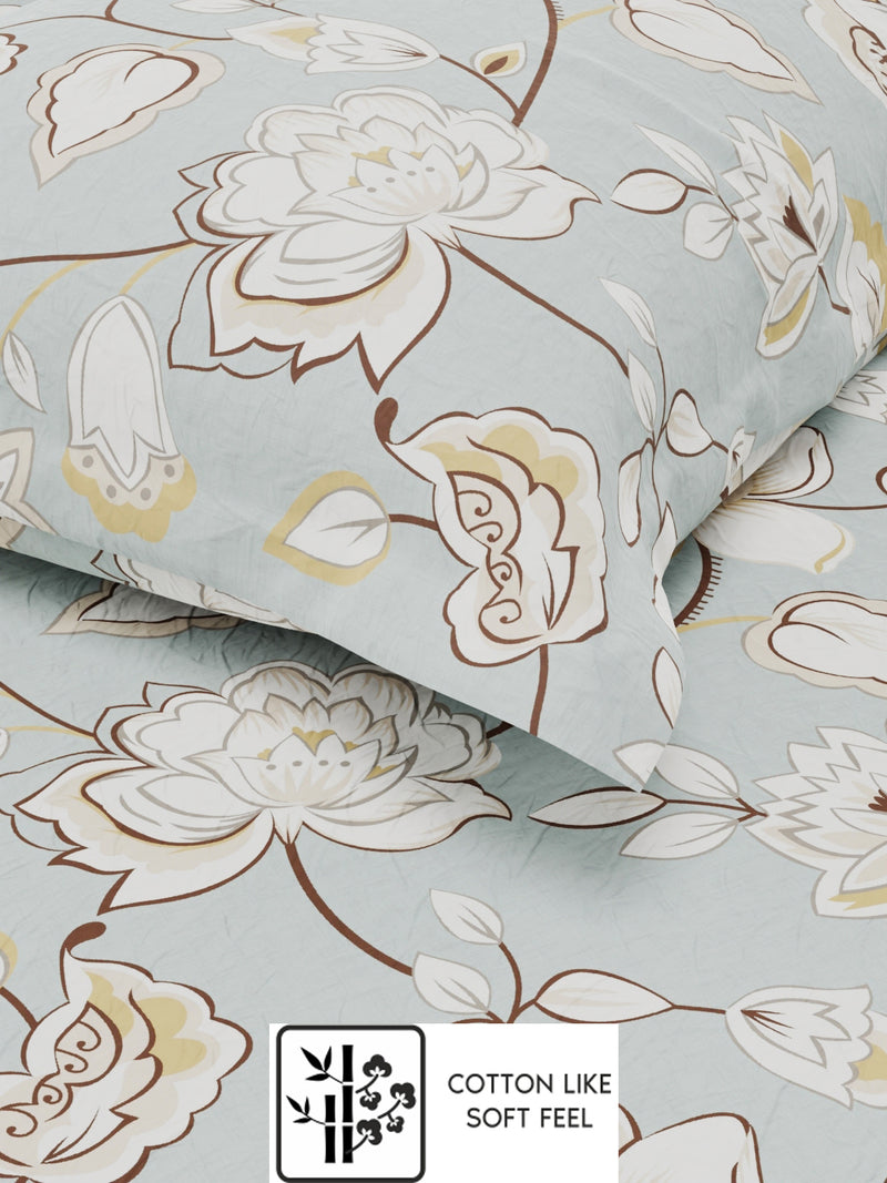 Extra Smooth Micro Single Bedsheet With 1 Pillow Cover <small> (floral-blue)</small>