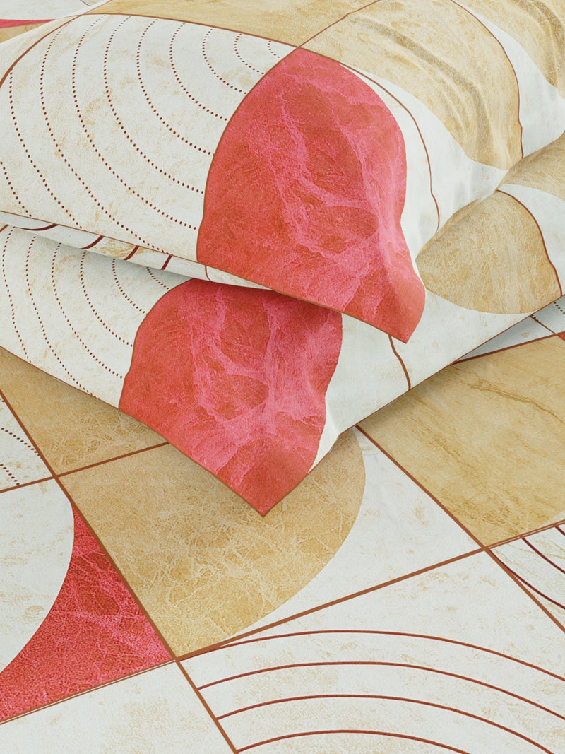 100% Pure Cotton Double Bedsheet With 2 Pillow Covers <small> (geometric-sand/brown)</small>