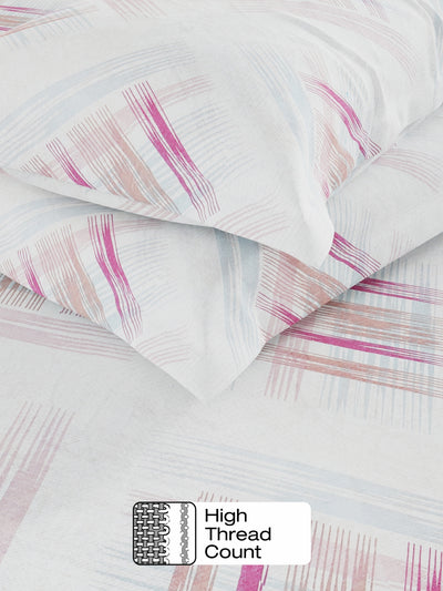 Cotton Double Bedsheet With 2 Pillow Covers <small> (abstract-pink)</small>