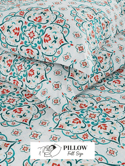 Extra Smooth Cotton Double Bedsheet With 2 Pillow Covers <small> (floral-blue/pink)</small>