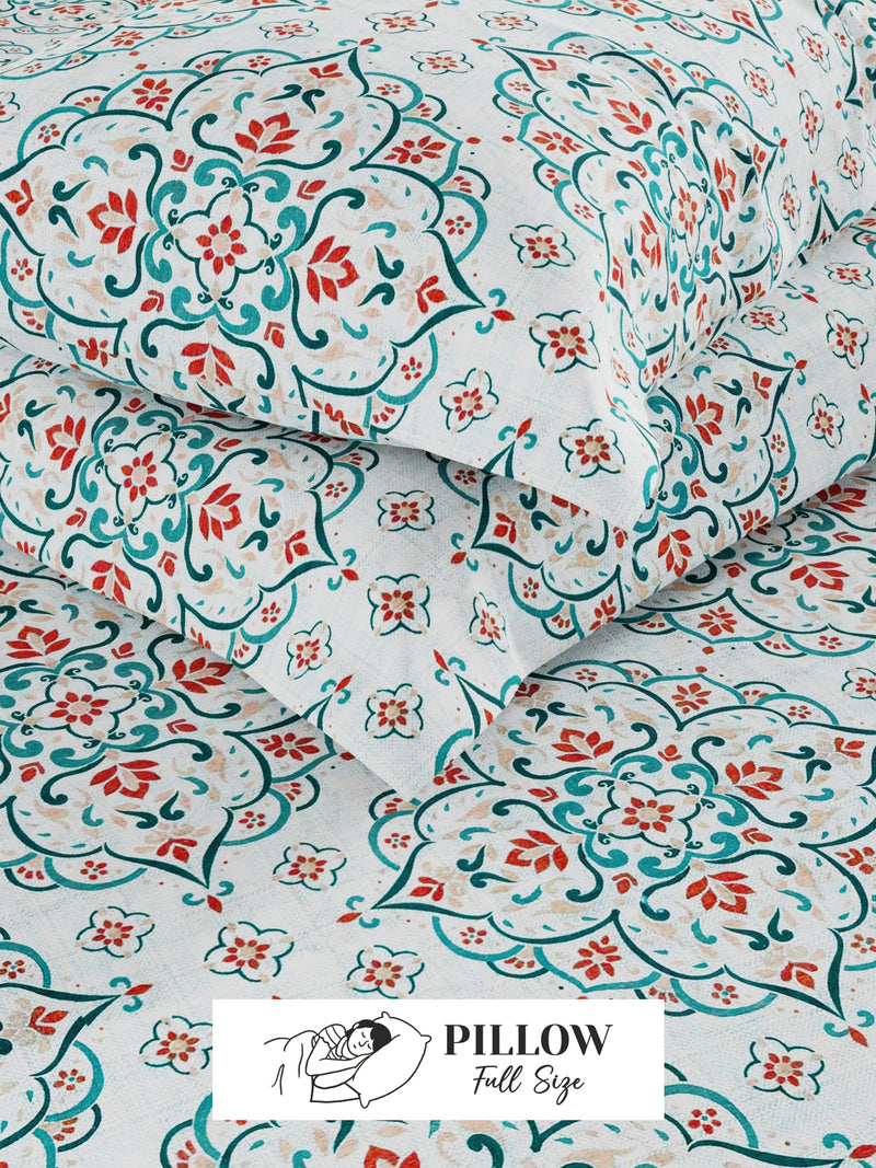 Extra Smooth Cotton Double Bedsheet With 2 Pillow Covers <small> (floral-blue/pink)</small>