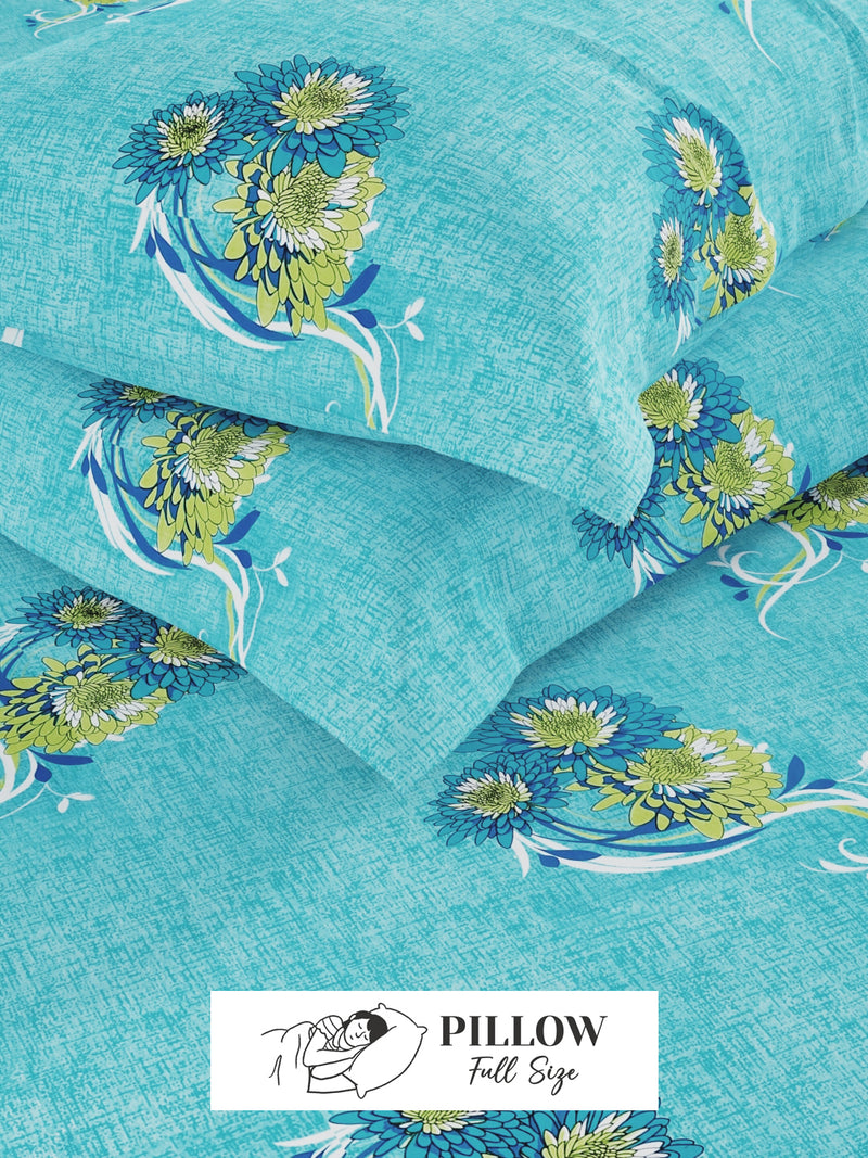 Extra Smooth Cotton Double Bedsheet With 2 Pillow Covers <small> (floral-blue)</small>