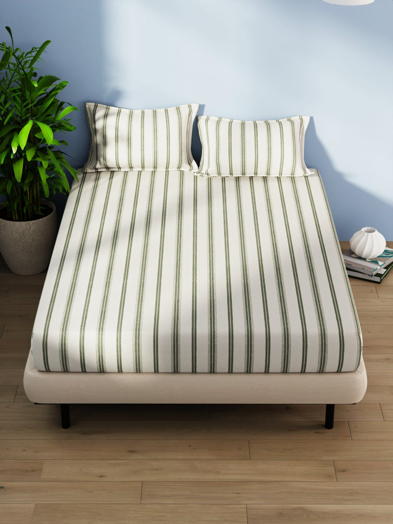 Cotton Fabric <small> (stripe-green/beige)</small>