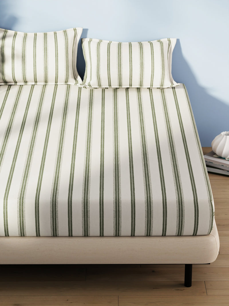 Cotton Fabric <small> (stripe-green/beige)</small>