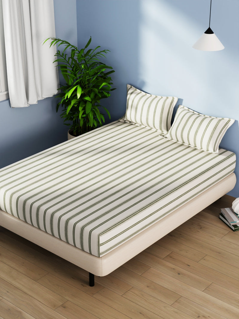 Cotton Fabric <small> (stripe-green/beige)</small>