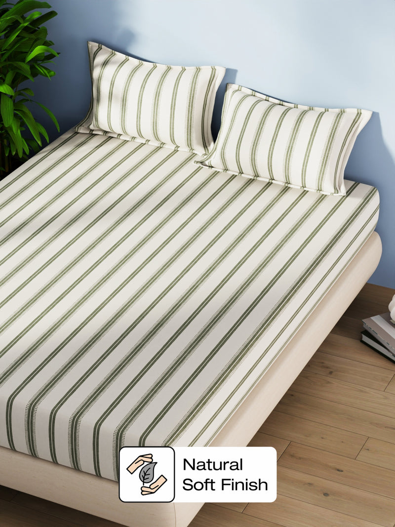 Cotton Fabric <small> (stripe-green/beige)</small>