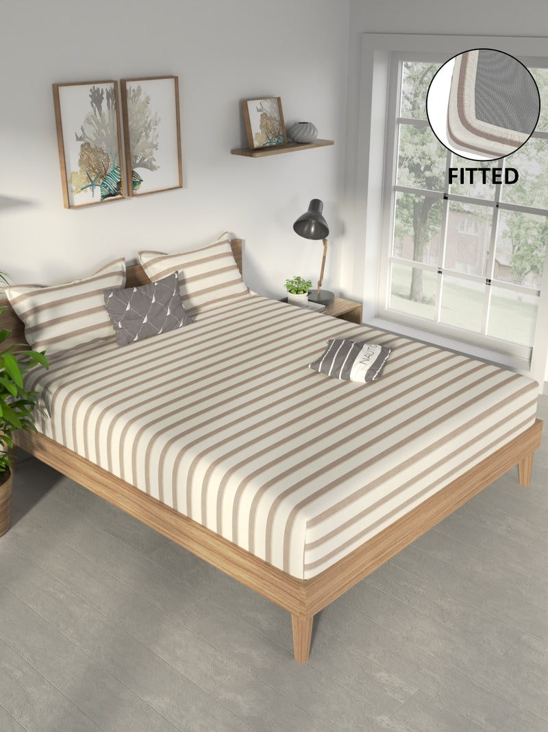 100% Premium Cotton <small> (stripe-brown)</small>