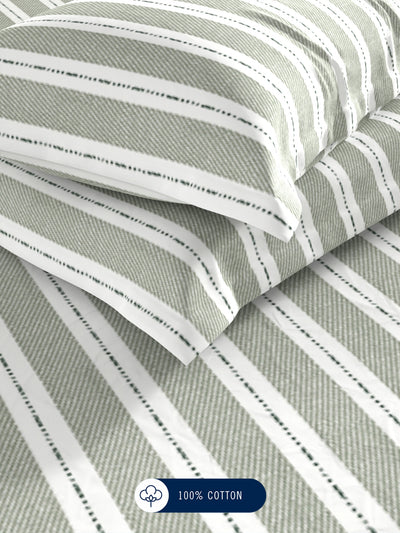 100% Premium Cotton <small> (stripe-sage)</small>