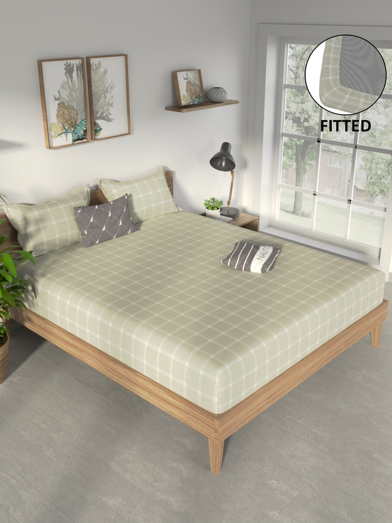 100% Premium Cotton <small> (checks-olive)</small>