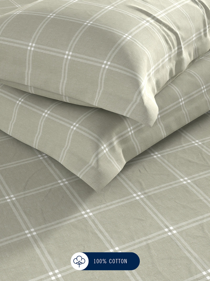 100% Premium Cotton <small> (checks-olive)</small>